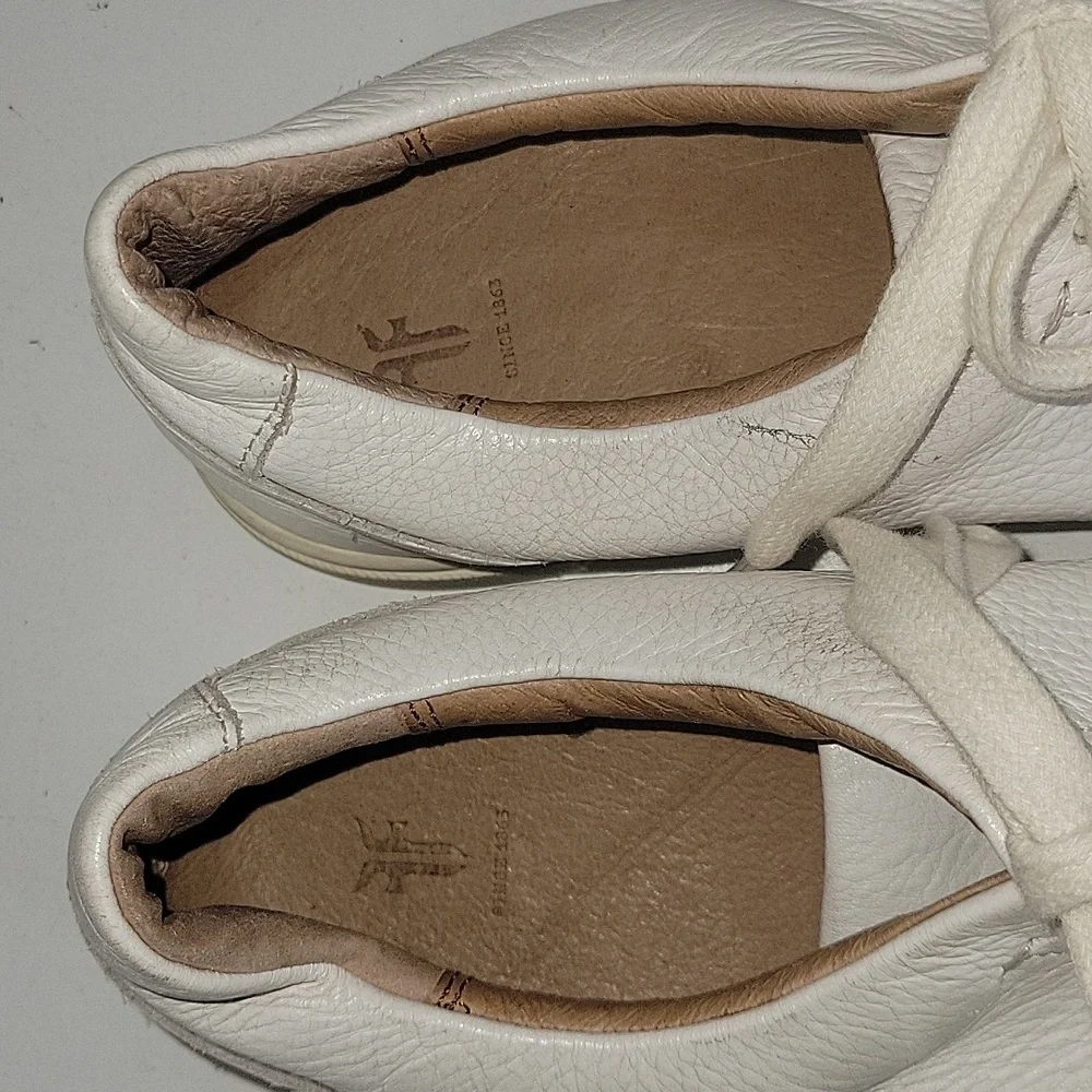 Frye White Leather Lace-Up Sneakers Sz 8M
